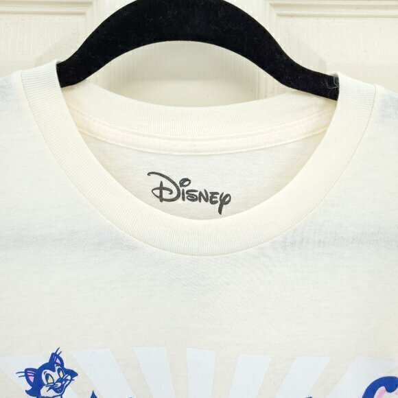 Disney Cat Cafe Graphic Short Sleeve T-Shirt M Cream/Blue - Picture 7 of 11